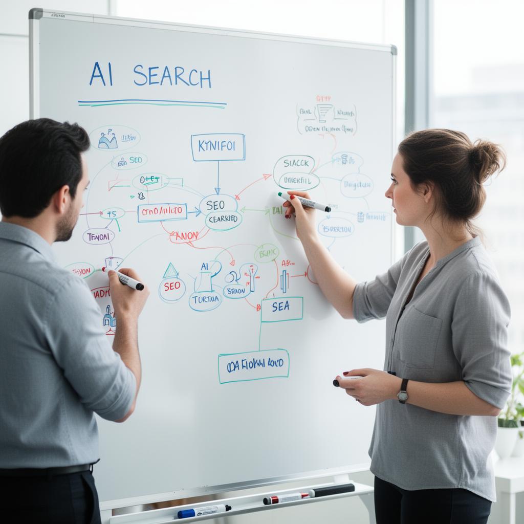 SEONinja R&D lab whiteboard mapping ChatGPT, Gemini and Perplexity citation patterns